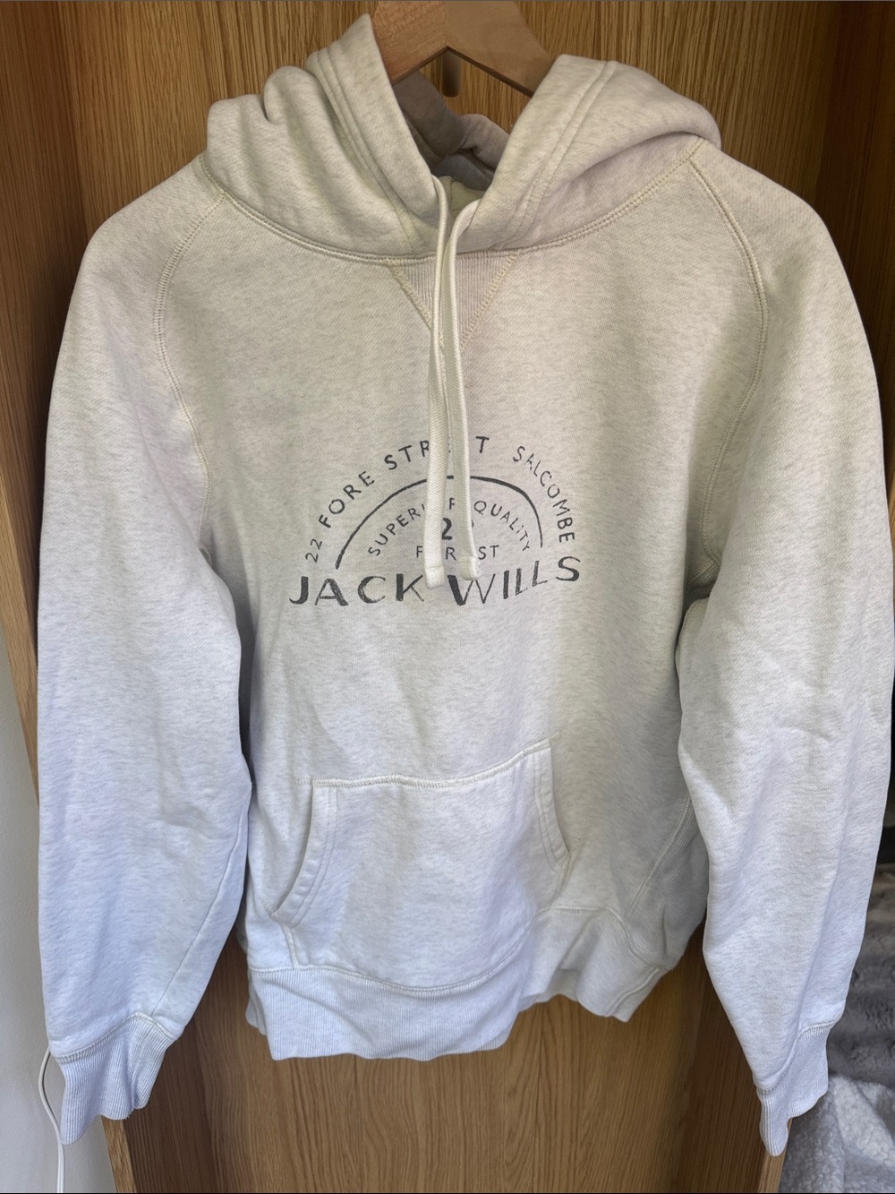 Jack Wills Cream Crewneck Hoodie with Subtle Logo
